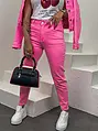 Neon pink mom fit rifle s vysokým pásom