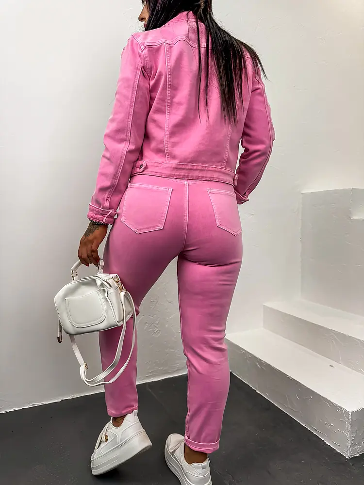 Ružové mom fit rifle s vysokým pásom - next