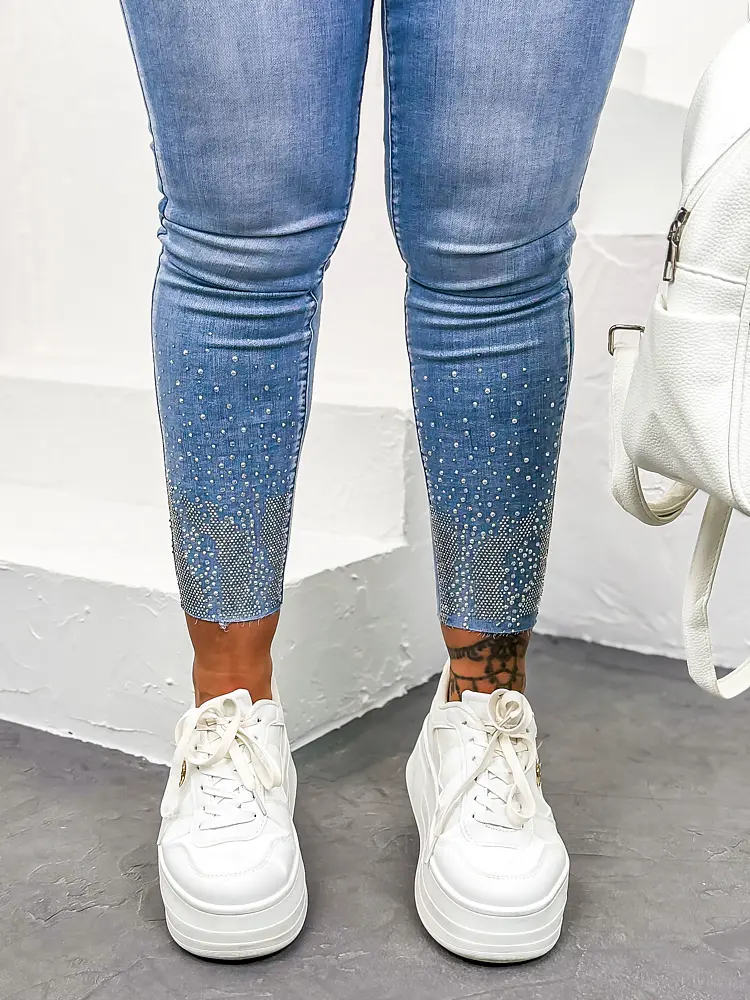 Dámske skinny rifle zdobené kamienkami