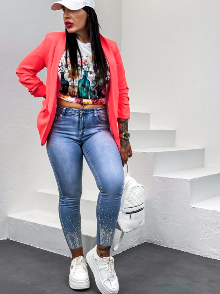 Dámske skinny rifle zdobené kamienkami - next