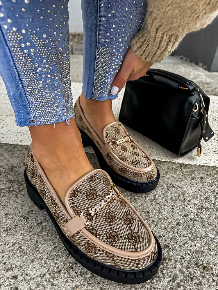 Vzorované mokasíny so zlatou ozdobou AVAH+ - next