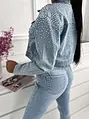 Krátky denim kabát zdobený kamienkami AMIRI