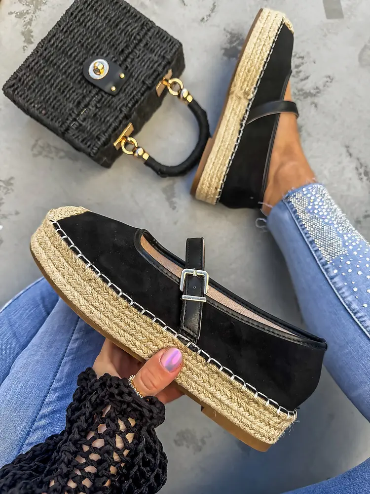 Čierne sandále v štýle espadrille MAPIYA-