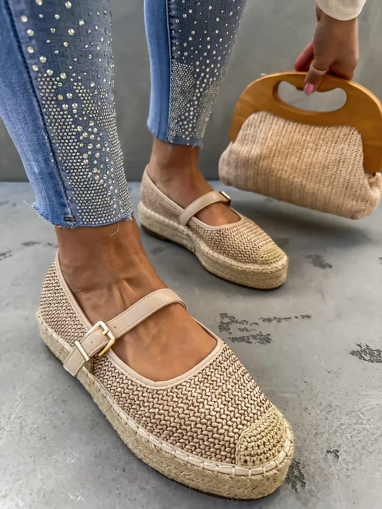 Krémové sandále v štýle espadrille MAPIYA- - next