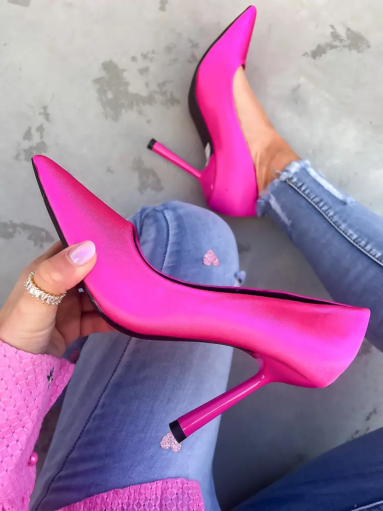 Fuksiové saténové lodičky DORINA- - next