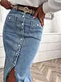 Midi denim sukňa na gombíky s opaskom NALDA