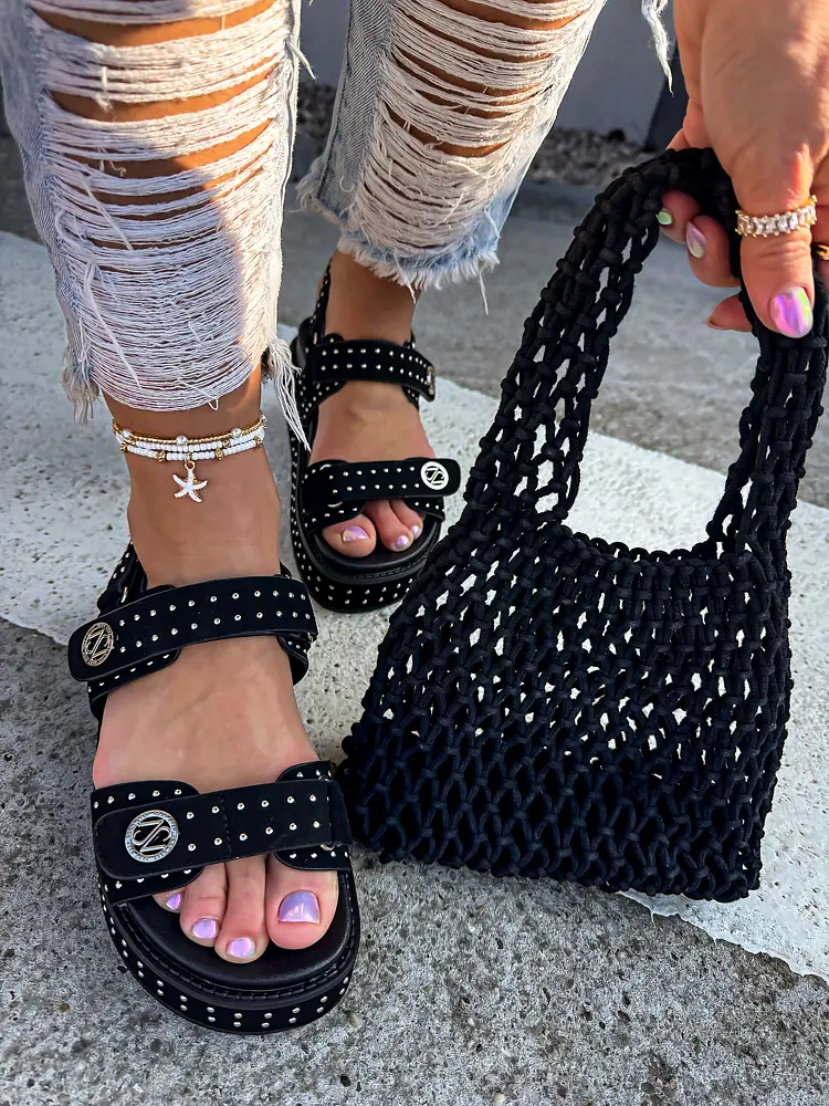 Čierna makramé kabelka ALEISHA-