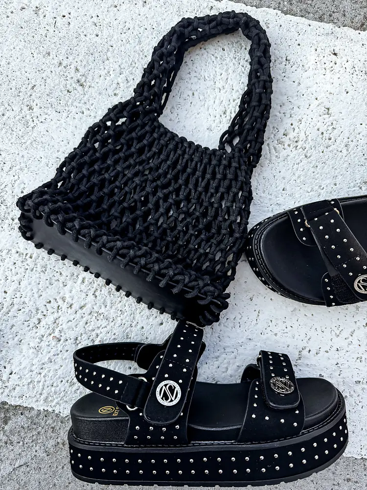 Čierna makramé kabelka ALEISHA- - next