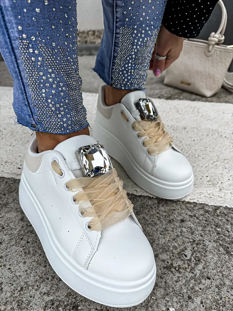 Biele platformové tenisky s ozdobou MAIDA-