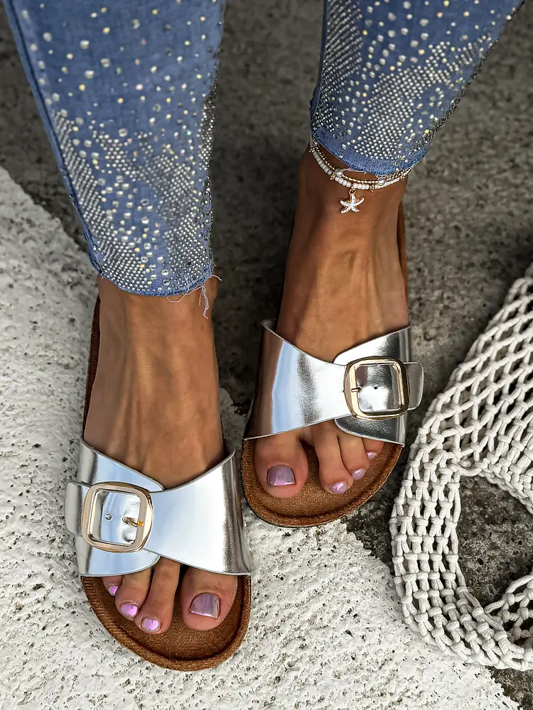 Strieborné dámske šľapky ROBERTA- - next