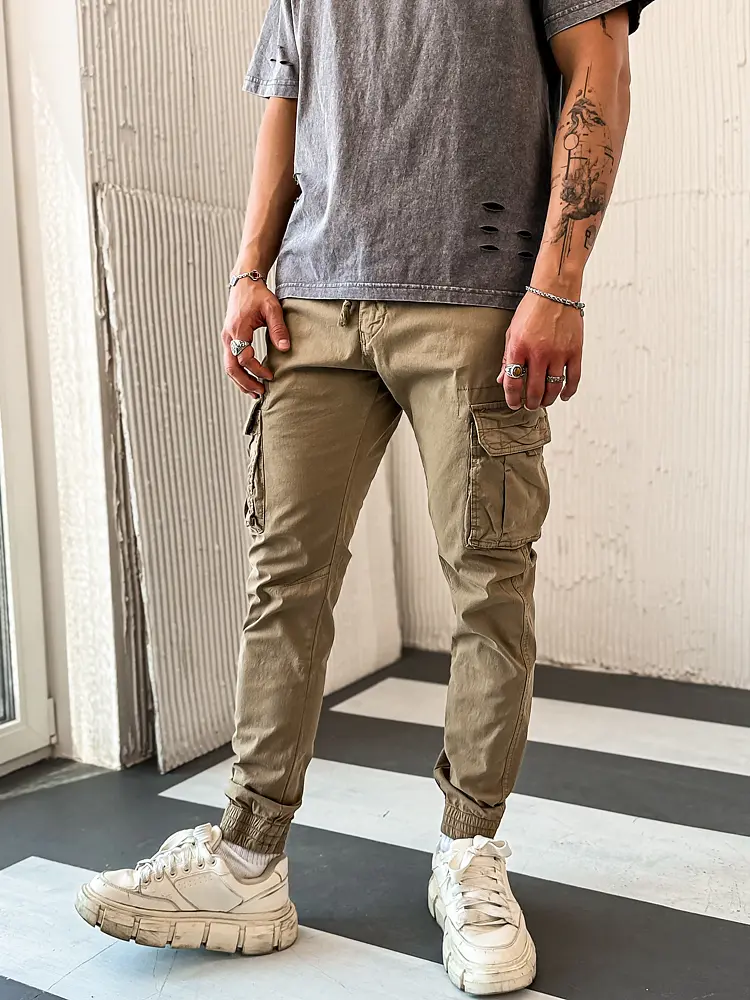 Pánske cargo nohavice s gumeným pásom