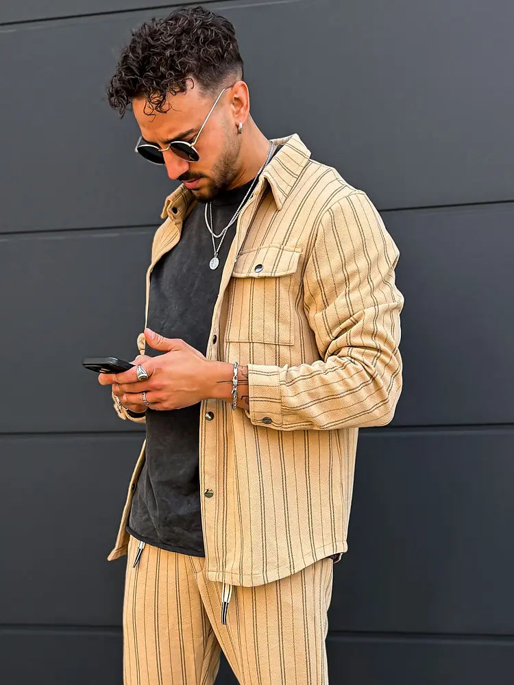 Športovo-elegantná pánska pásikavá súprava - next