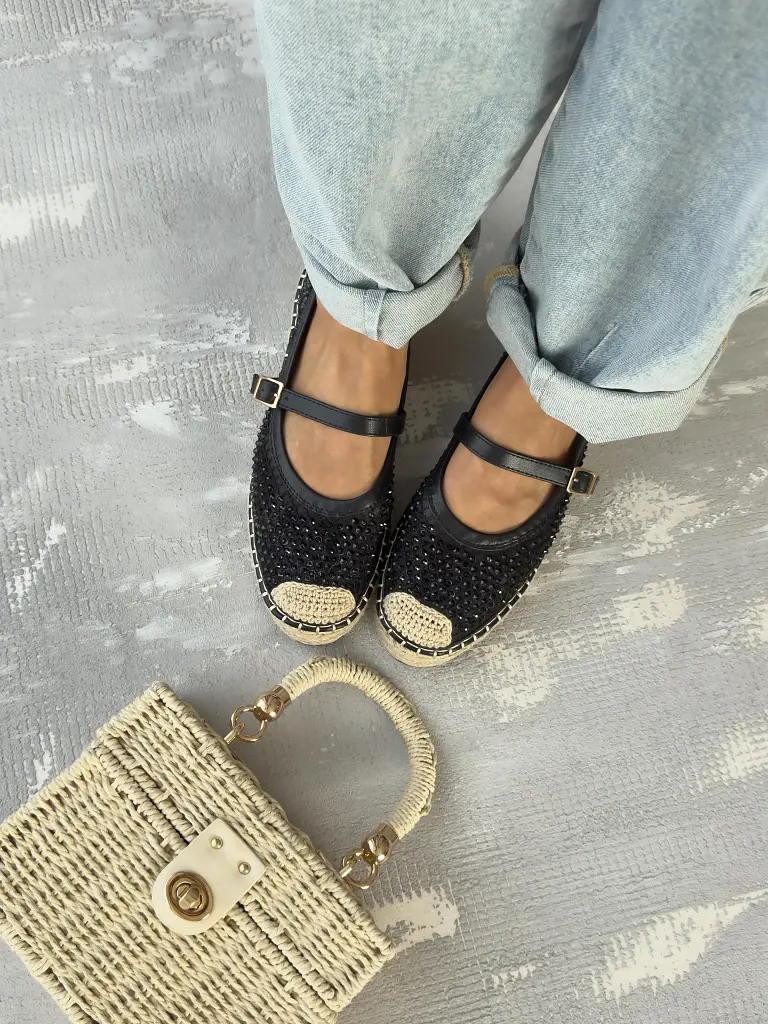 Sandále zdobené kamienkami v štýle espadrille SERYL