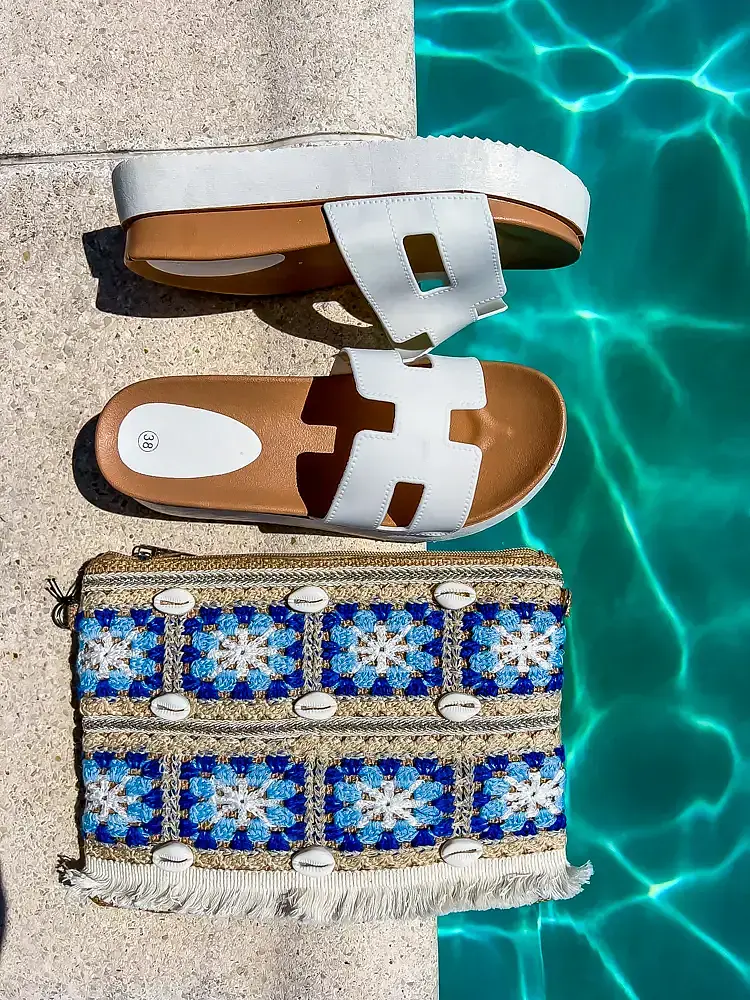 Biele platformové šľapky LUNNA- - next