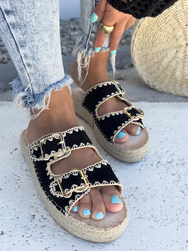 Čierne platformové šľapky ALETTA-