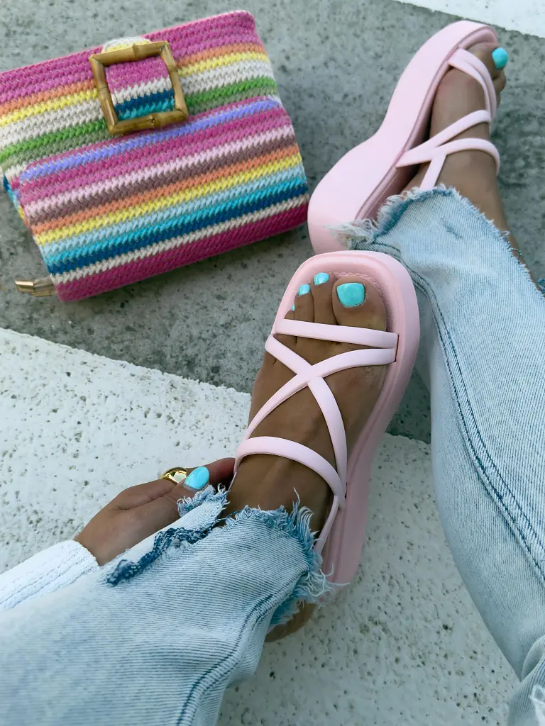 Baby pink platformové sandále ERIKA