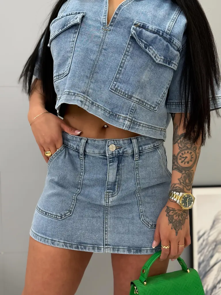 Denim mini sukňa s vreckami SANDRA - next
