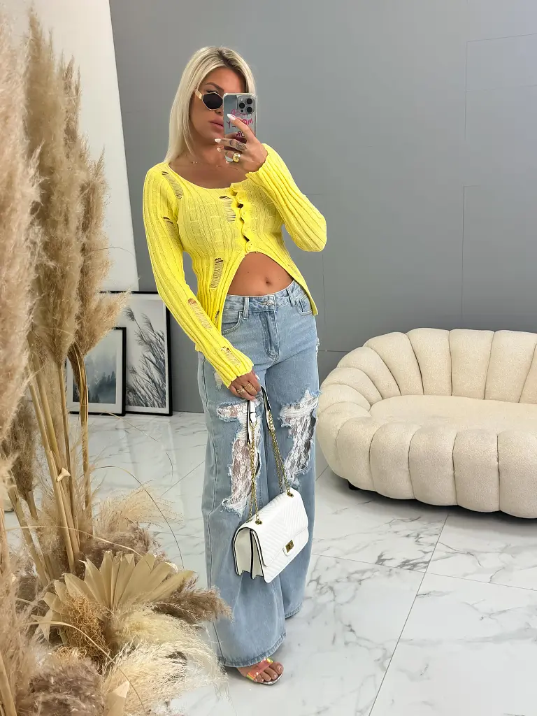 Ležérny sveter s roztrhanými detailmi CORLISS - next