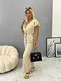 Elegantný béžový overal s opaskom YVONNE
