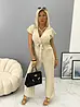 Elegantný béžový overal s opaskom YVONNE