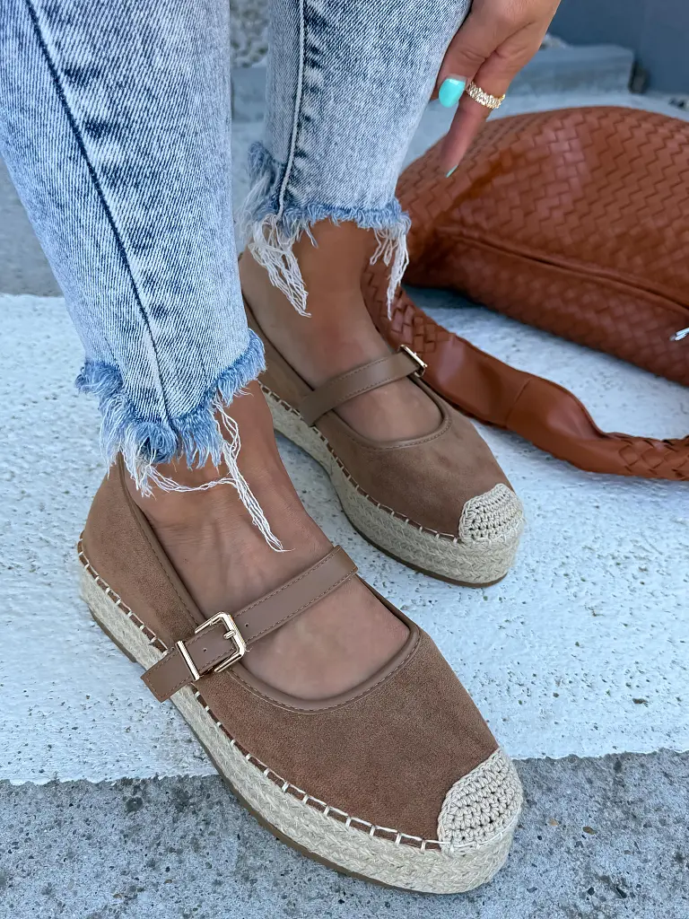 Hnedé sandále v štýle espadrille MAPIYA