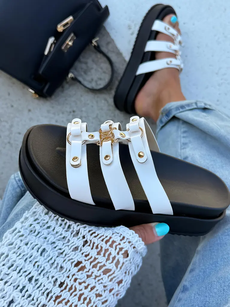 Biele platformové šľapky OLIVA-