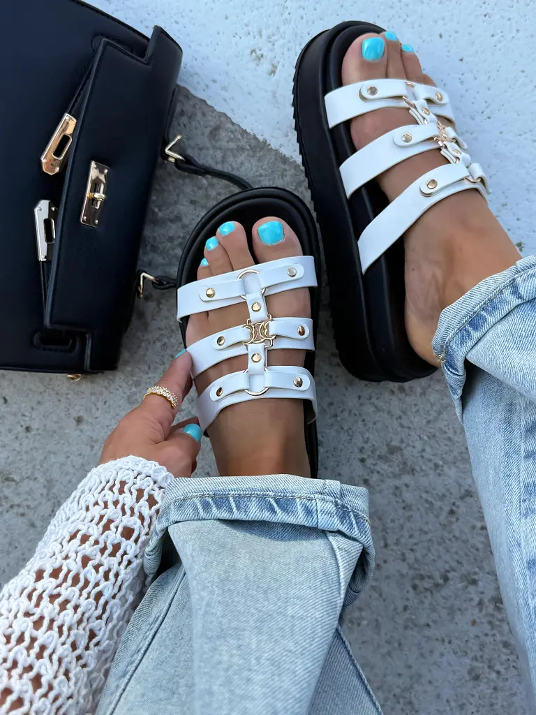 Biele platformové šľapky OLIVA - next