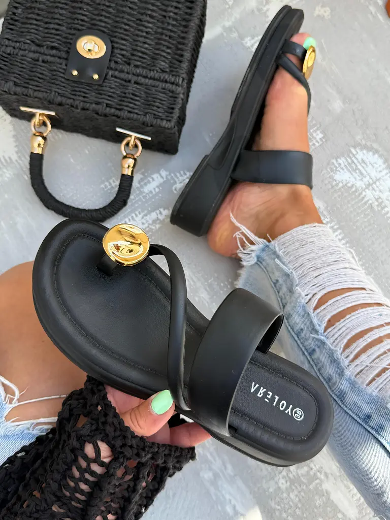 Dámske šľapky so zlatou ozdobou ALIENOR-