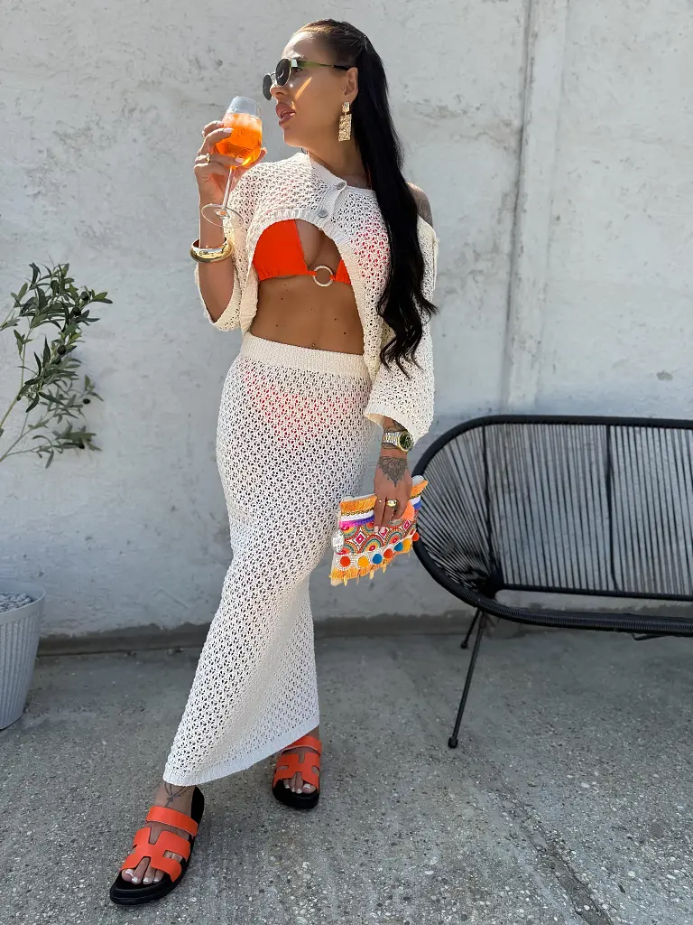 Béžový pletený plážový komplet HANA - next