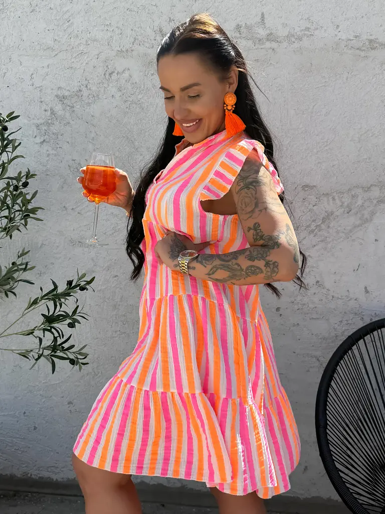 Pásikavé mušelínové babydoll šaty SAFFRON - next