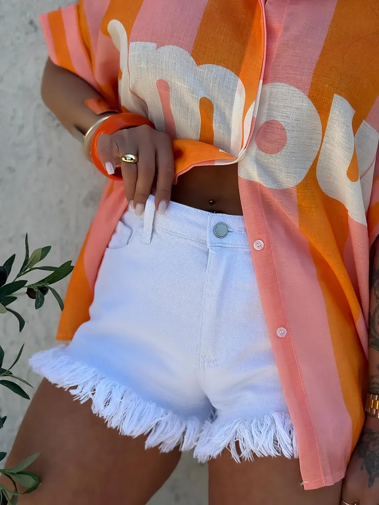 Biele denim šortky NORMANY