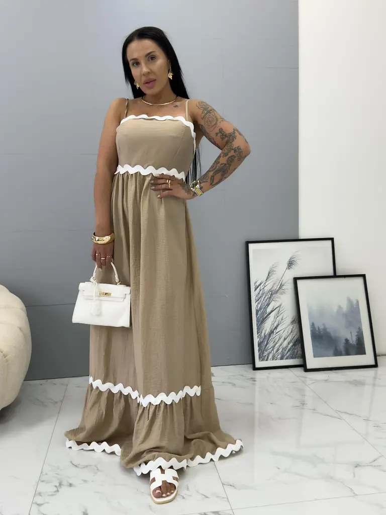 Béžové maxi šaty LILITH+