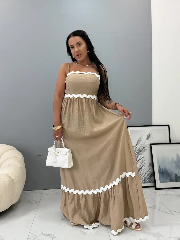Béžové maxi šaty LILITH+ - next