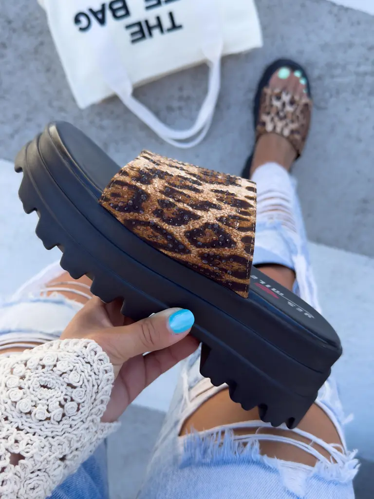 Leopardie platformové šľapky MERIEL-