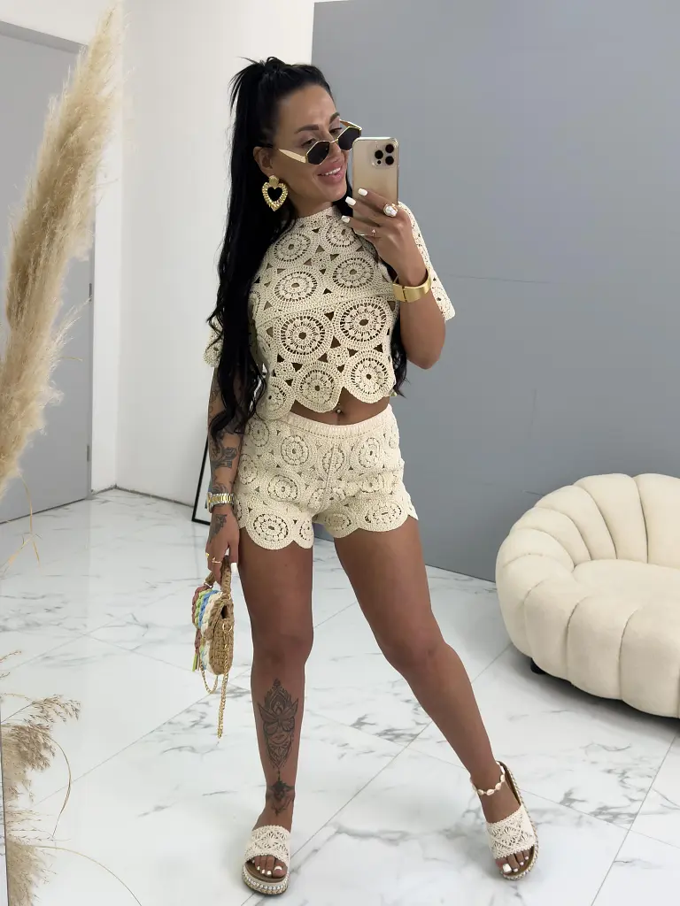 Bavlnený komplet v háčkovanom vzhľade ABIGAIL