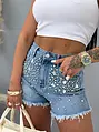 Denim šortky zdobené kamienkami SUSAN