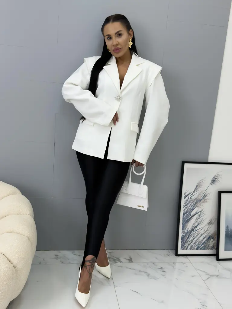 Elegantné predĺžené sako s vypchávkami bez opasku FABI - next