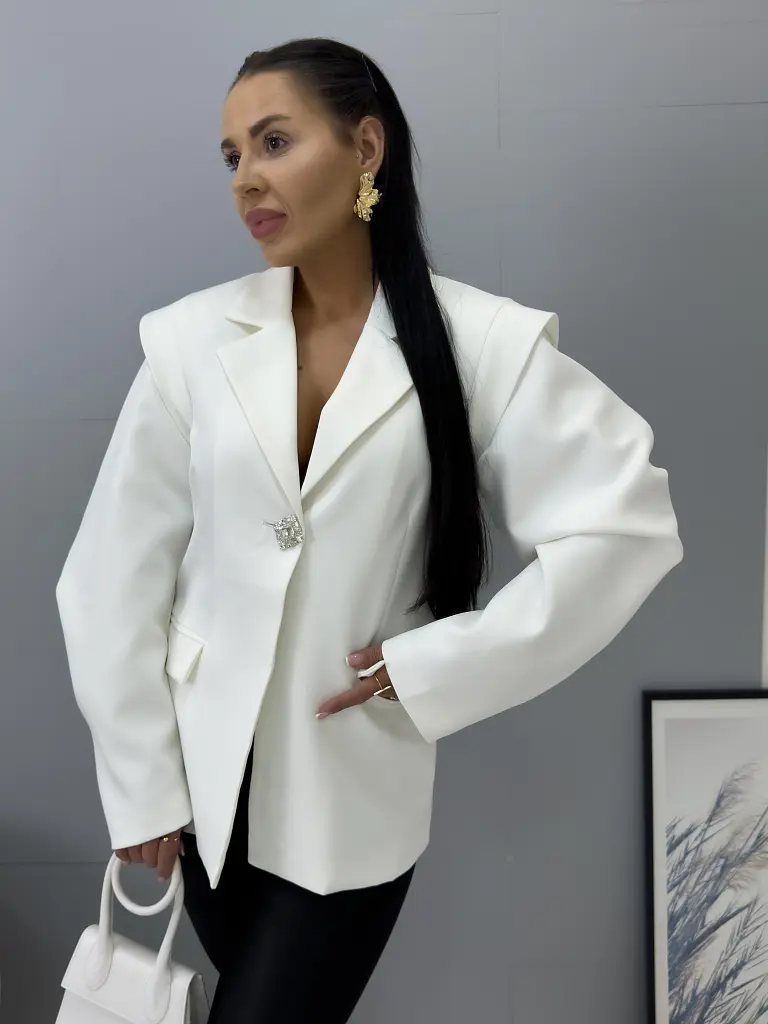 Elegantné predĺžené sako s vypchávkami bez opasku FABI