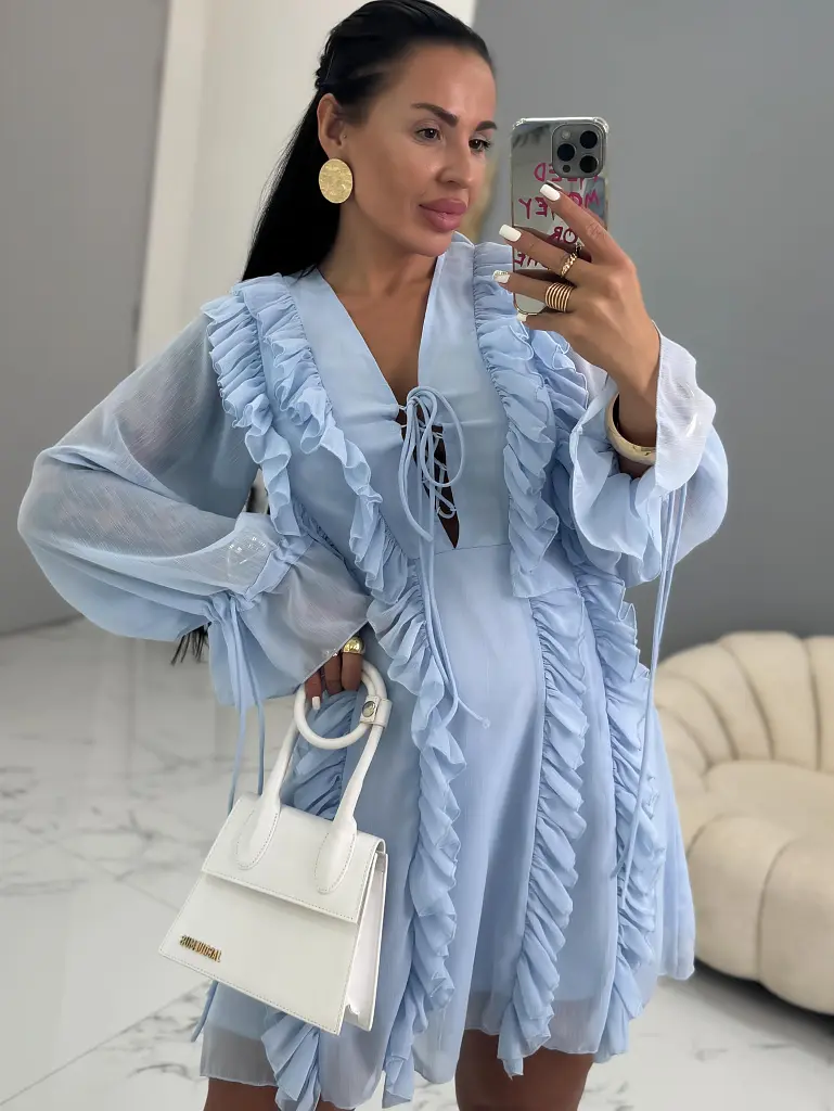 Svetlomodré šifónové šaty YESSAMIA - next