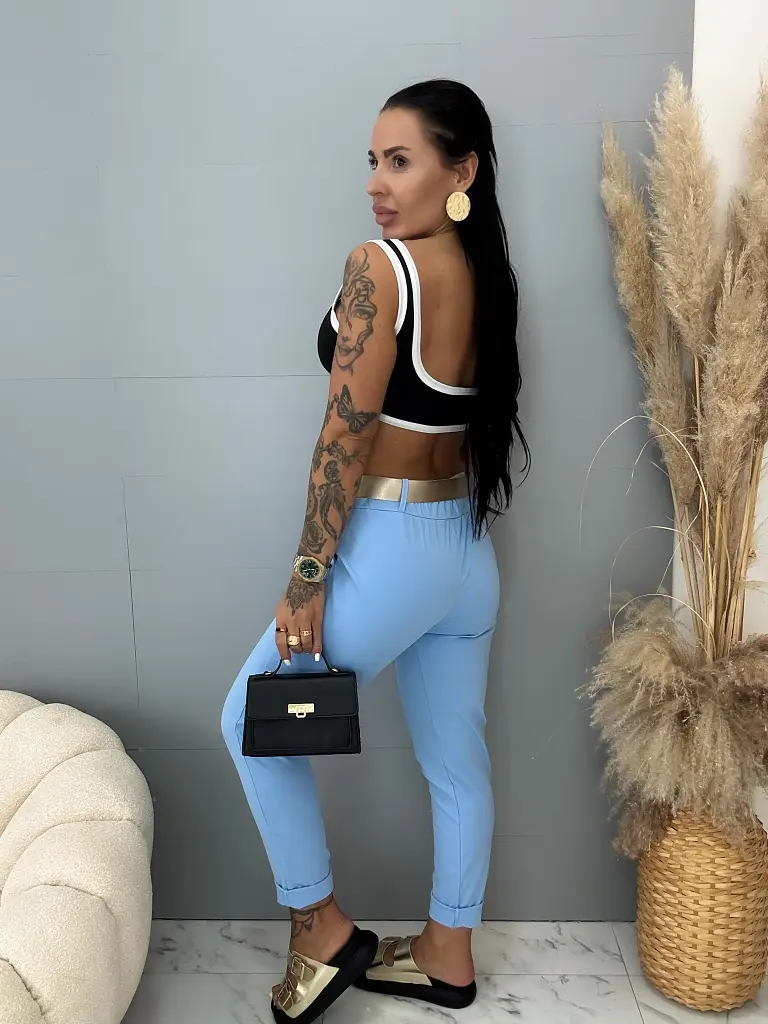 Športovo-elegantné nohavice s gumeným pásom a opaskom MAYSA - next