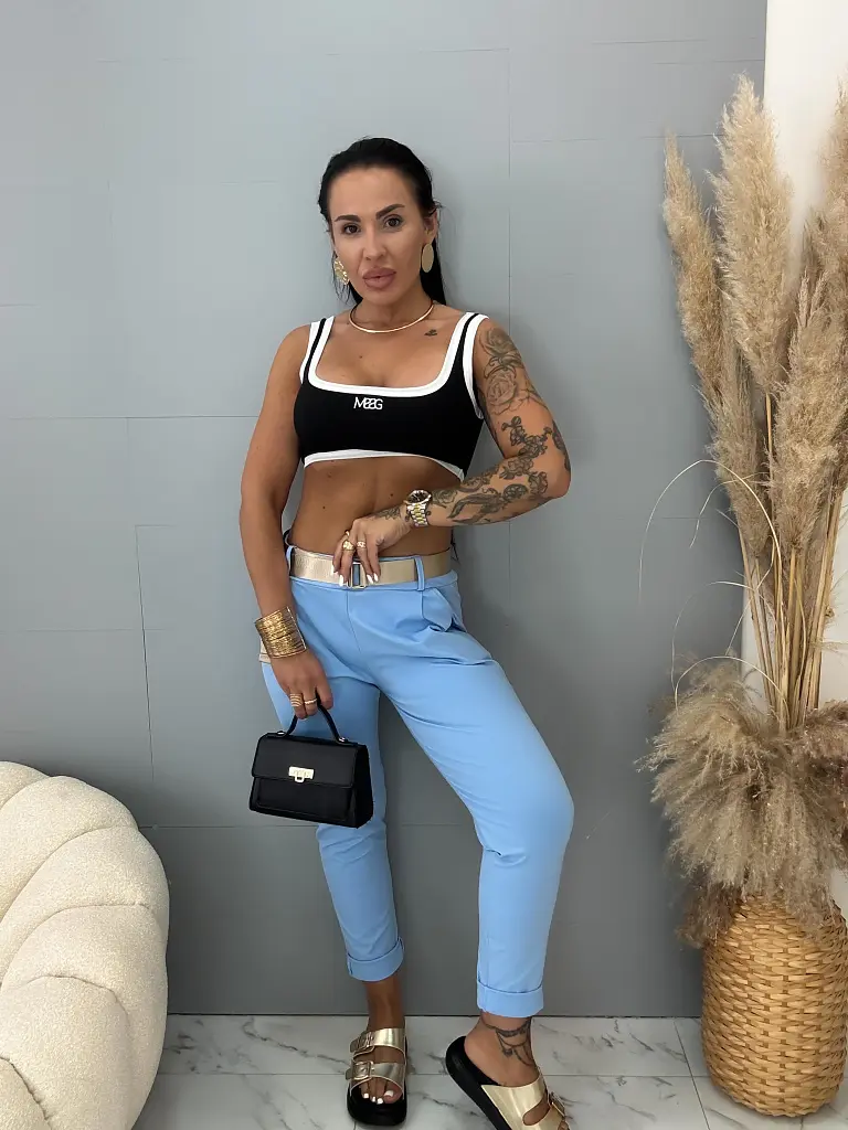 Športovo-elegantné nohavice s gumeným pásom a opaskom MAYSA