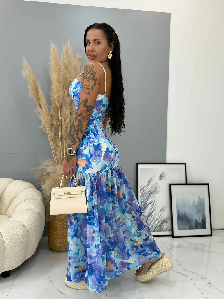 Dlhé kvetované šaty s predným rozparkom JULIE - next