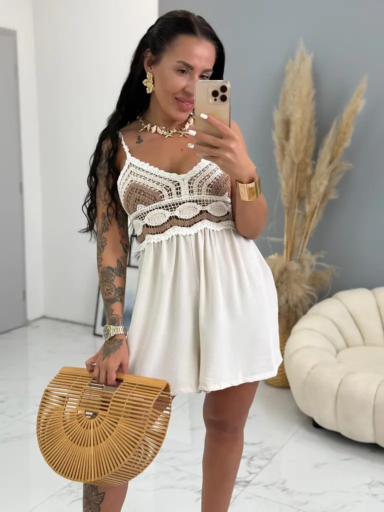 Overal na ramienka s háčkovaným efektom NICOLE