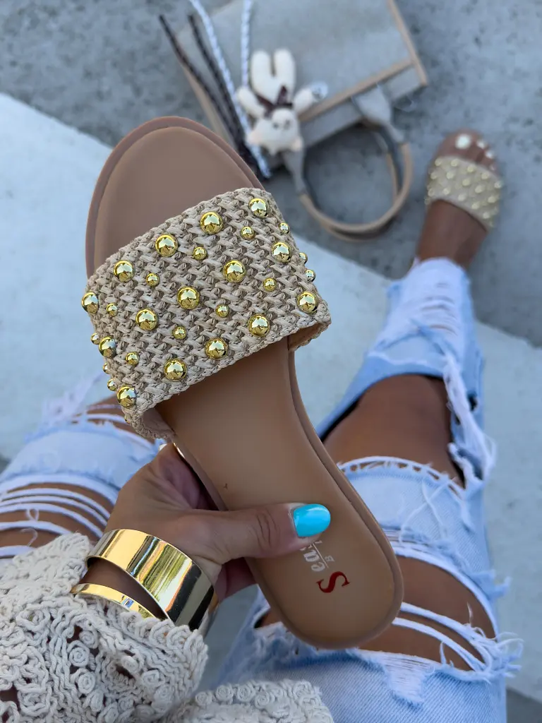 Šľapky so zlatými perličkami RUBY- - next