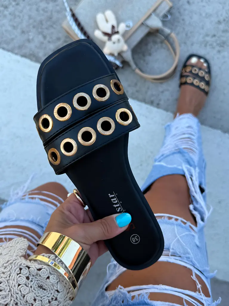 Dámske šľapky so zlatou ozdobou JULIE-