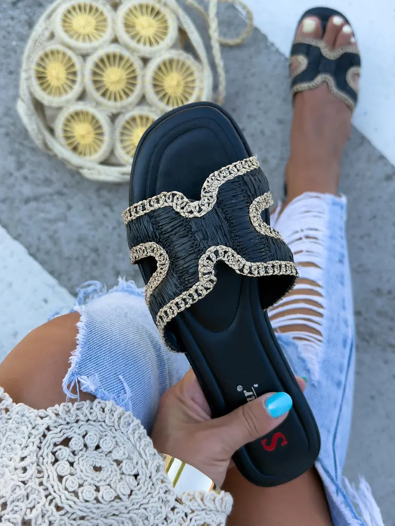 Čierne dámske šľapky ATINA-