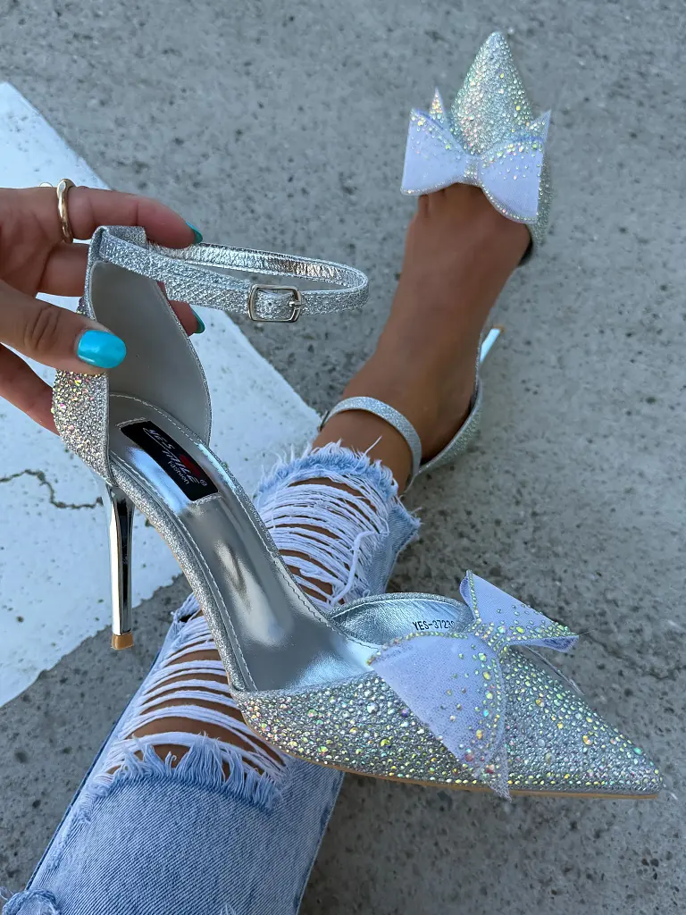 Lodičky s mašľou zdobené kamienkami LIBERTY