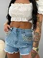Denim šortky zdobené kamienkami BAILA