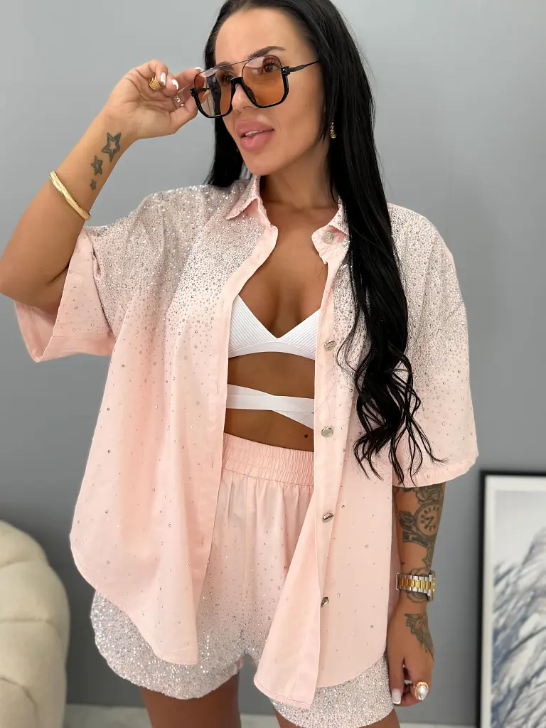 Elegantný denim komplet s kamienkami ERICA