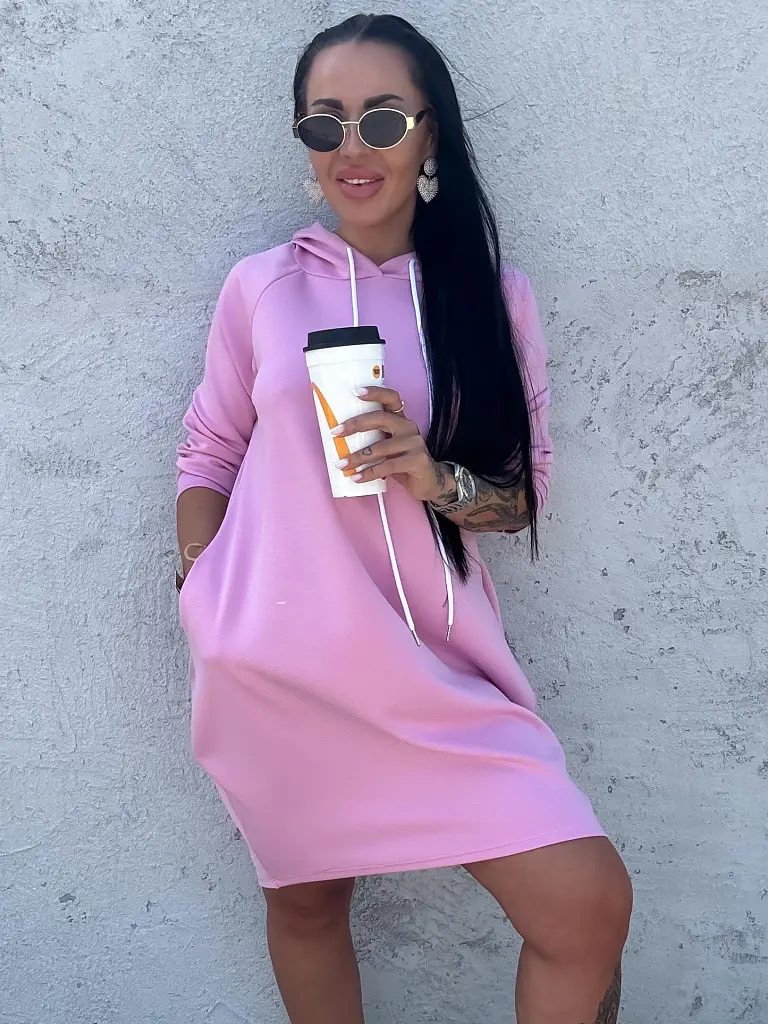 Ružové mikinové šaty IZABELLA - next